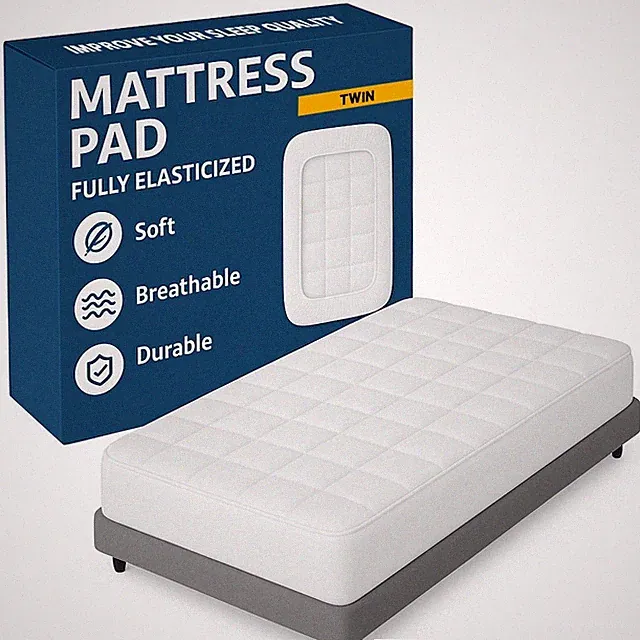 1" Quilted Fitted Fluffy & Soft Mattress Pad, Breathable Mattres Topper, Cooling