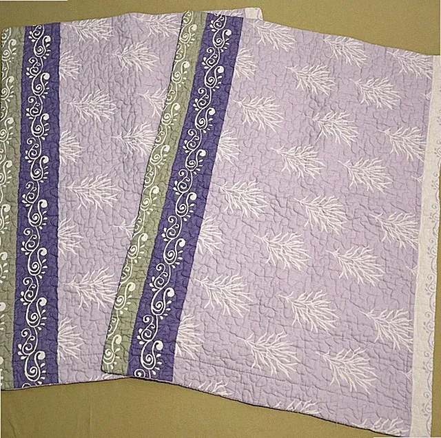 2 Count Quilted Pillow Shams Cover 23 x 30 in Multicolor Purple Floral Paisley