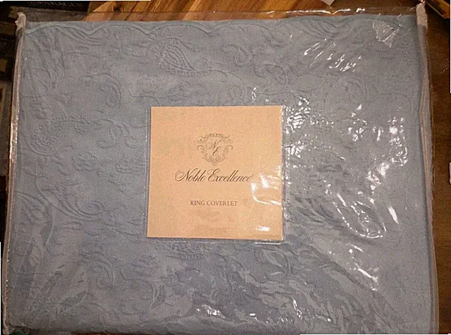 🛏Beautiful Vintage Noble Excellence Paisley Garden King Coverlet Light Blue NEW
