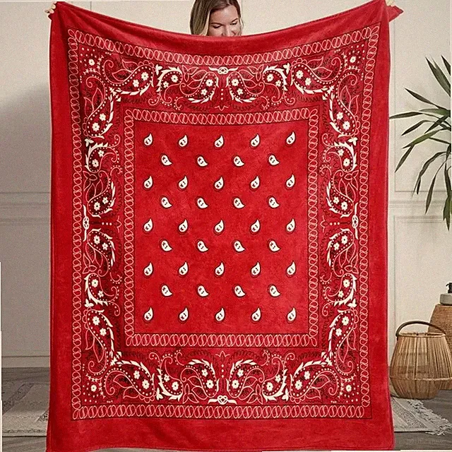 Boho Paisley Flannel Throw Blanket Soft Cozy Couch Bed Decor Gift