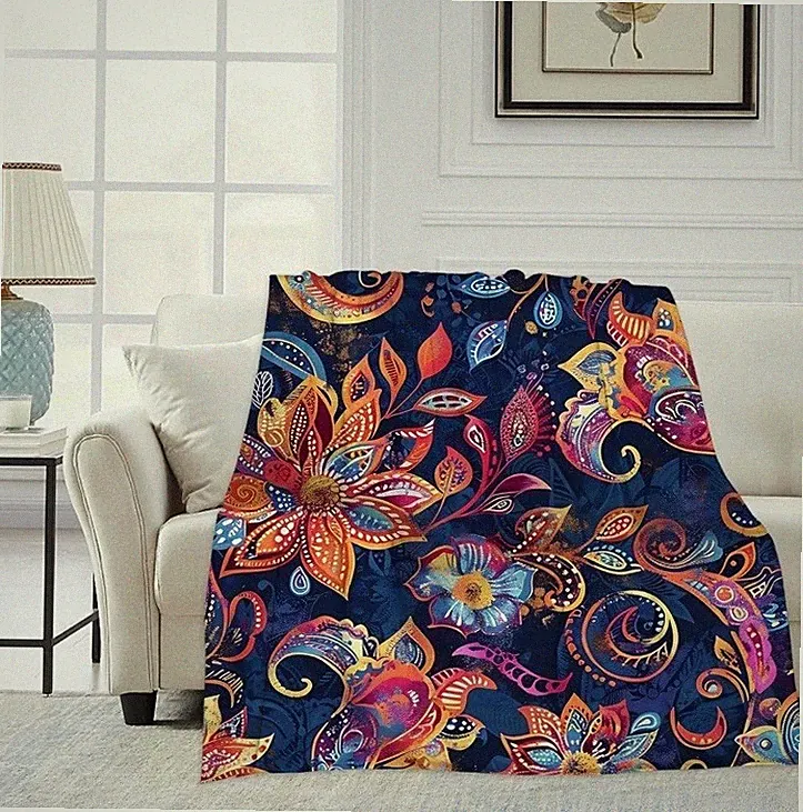 Boho Paisley Throw Blanket Soft Plush