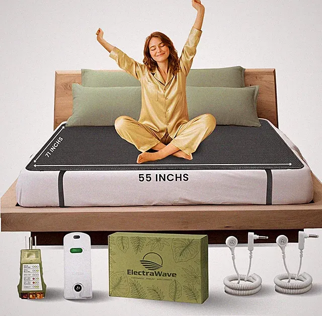 ELECTRAWAVE Grounding Mattress Cover Pad, Queen Size Earth Connected Conductive