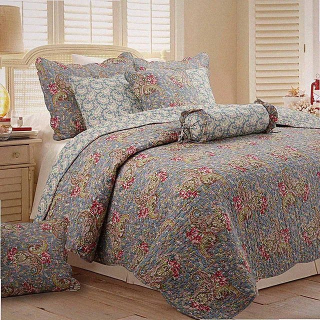 Floral Paisley Reversible Cotton Quilt Set, Bedspreads, Coverlet