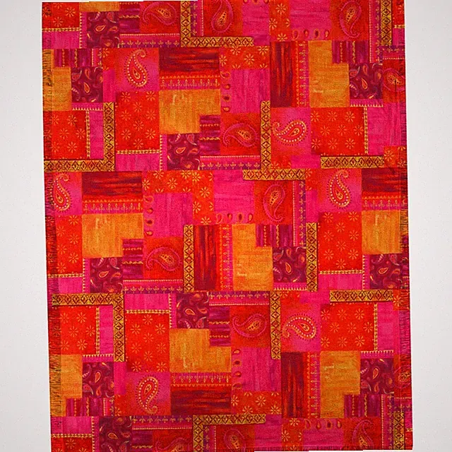 Made in USA Throw Blanket Paisley Patchwork Pink Orange 50x60" NEW - A5576