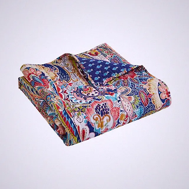 Nanette Multi-Color Paisley Quilted Cotton Throw Blanket