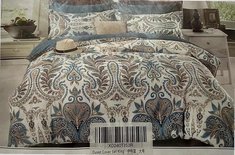 NEW Multicolor Paisley Cotton King Bedding Set: 1 Duvet Cover & 2 Pillow Shams