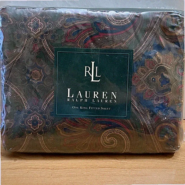 NEW Ralph Lauren Brianna Paisley King Fitted Sheet ONLY Vintage Factory Sealed