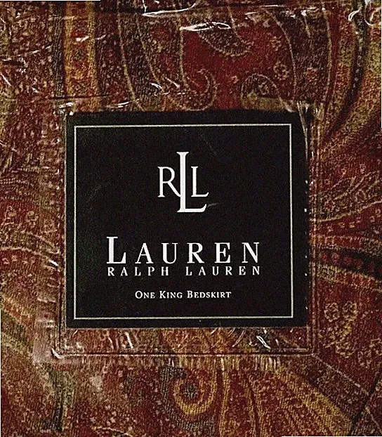 NEW RALPH LAUREN HOME KING BEDSKIRT GREAT BARRINGTON PAISLEY SATEEN COTTON RARE