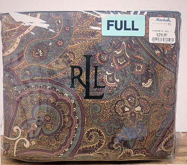 NWT Ralph Lauren Paisley Full Sheet Set--2 Pillowcases-Fitted Sheet-Flat Sheet