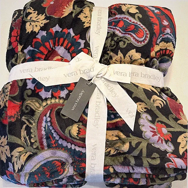 NWT Vera Bradley Oversized Throw Blanket Midnight Garden Paisley 94" x 44" Plush
