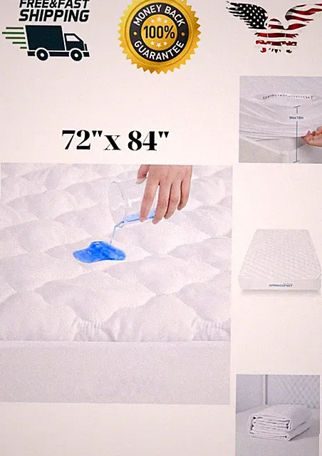 OMG!Mattress Pad Cover Waterproof King Size Washable Protector 18 Depth 72x84