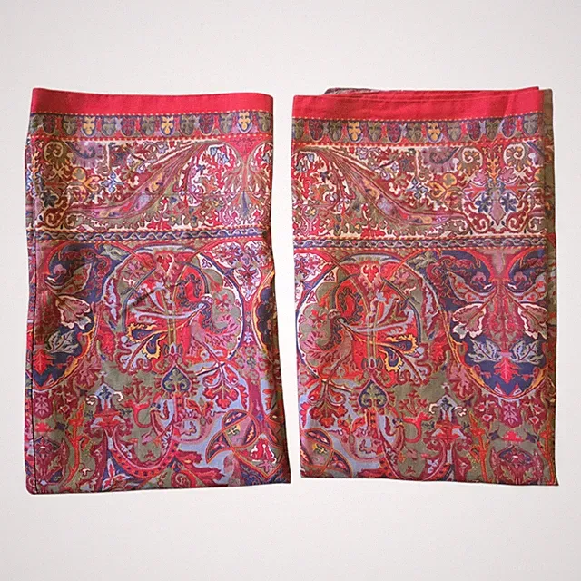 Pair Ralph Lauren Red Galahad Standard Pillowcases Paisley Cotton Sateen Set HTF