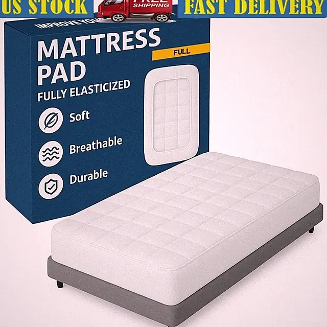 Quilted Mattress Pad Soft Cooling Protector Deep Pocket Machine Washable Topper