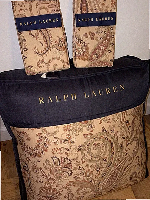 RALPH LAUREN Anderson Paisley 3PC Comforter Set FULL/QUEEN Neutral-Navy 300TC