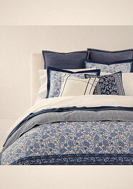 RALPH LAUREN Arielle Floral Paisley Navy Blue Full/Queen Duvet Cover SET