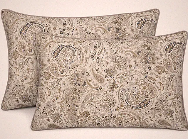 Ralph Lauren Estella Paisley Cotton King Pillow Sham Set Of 2 Cream & Purple
