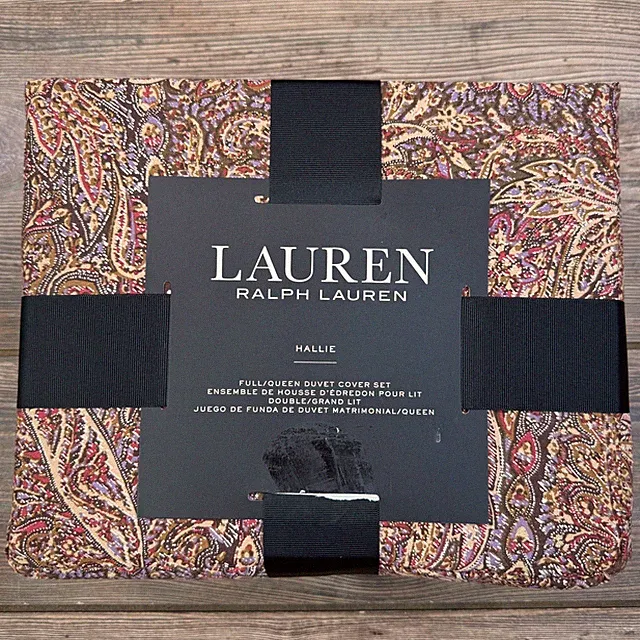 Ralph Lauren Hallie Full/Queen Duvet Cover Set Tan Burgundy Paisley 3pc NEW