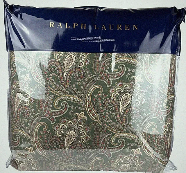 Ralph Lauren Heritage Paisley Full Queen Comforter Sage Green Multicolor Cotton