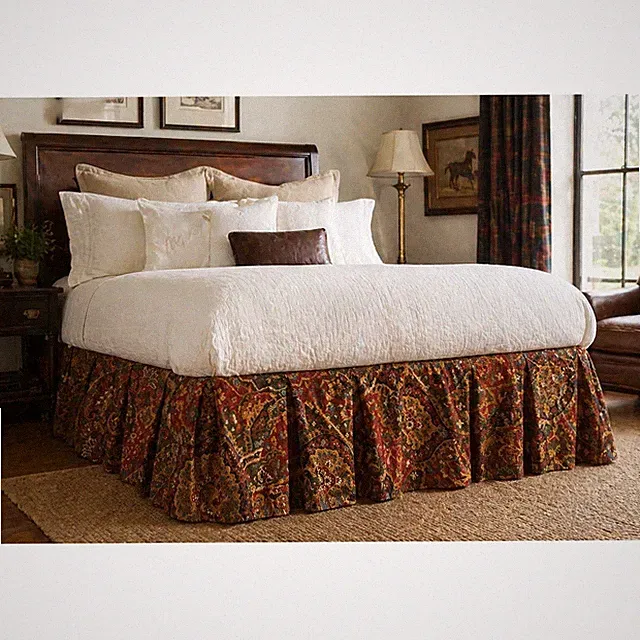 Ralph Lauren Home Full Double Bed Skirt Equestrian Paisley Cotton 90s Rare RL