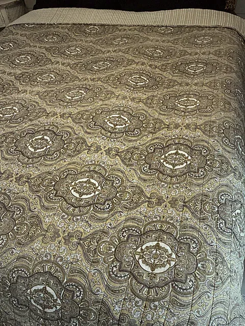 Ralph Lauren QUILT Coverlet FULL QUEEN Medallion Colchester Brown Tan Gold 86x86