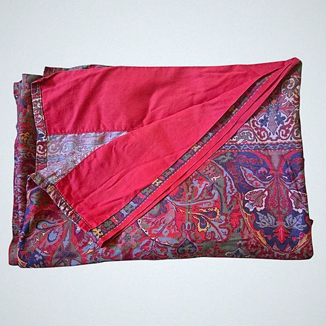 Ralph Lauren Red Galahad Paisley Flat TWIN Sheet 100% Egyptian Cotton Sateen HTF