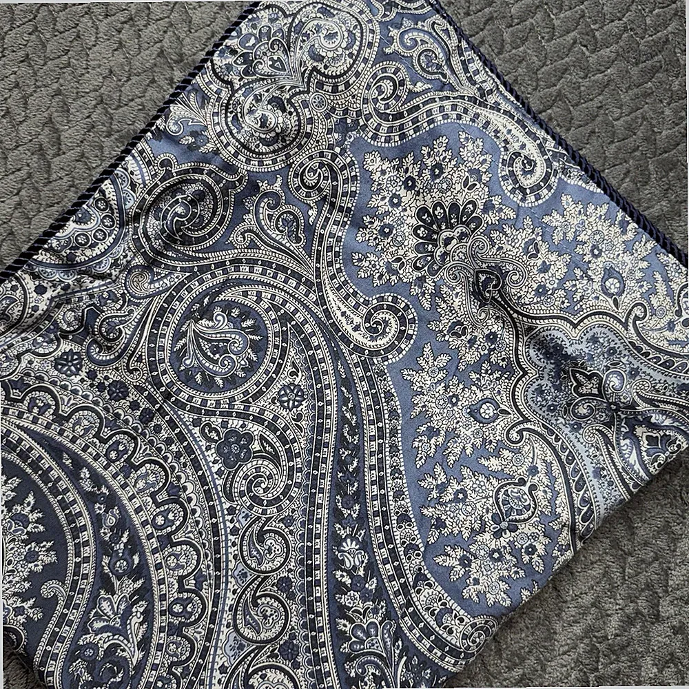 Ralph Lauren Standard Shams Set Of 2 Paisley Blue w/Rope Edge Grandmillennial