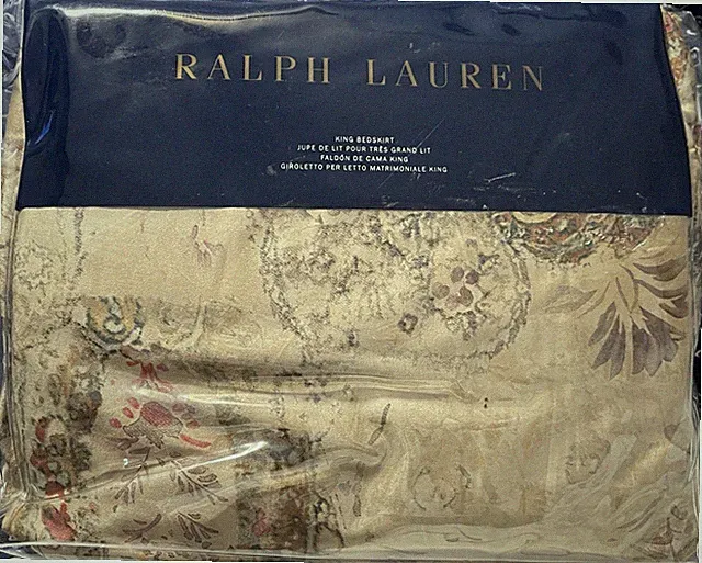 Ralph Lauren Verdonnet Paisley King Bedskirt Bedskirt Ruffle Camel Cotton NEW