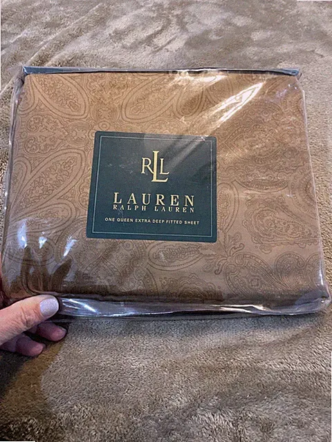 Rare Vintage Ralph Lauren Doncaster Queen Extra Deep Fitted Sheet Camel NEW