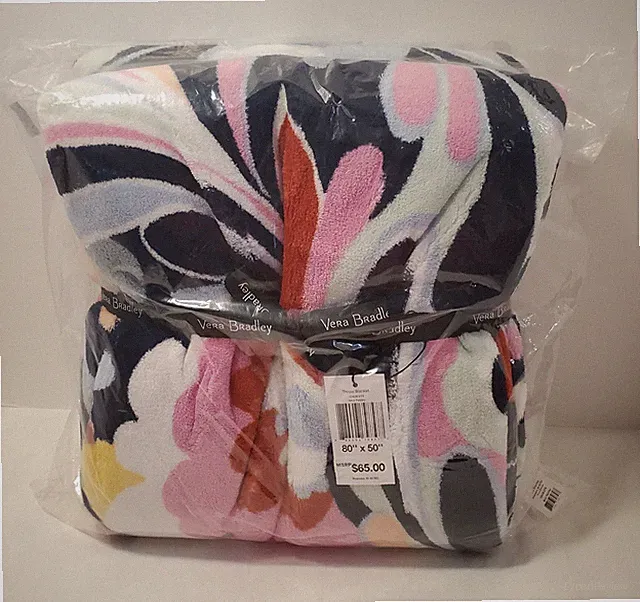 Vera Bradley MOD PAISLEY Fleece Throw Blanket 80" x 50" NWT