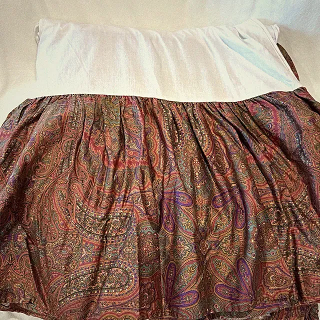 Vtg Ralph Lauren PAISLEY BROWN RED Queen Bed Ruffle Skirt